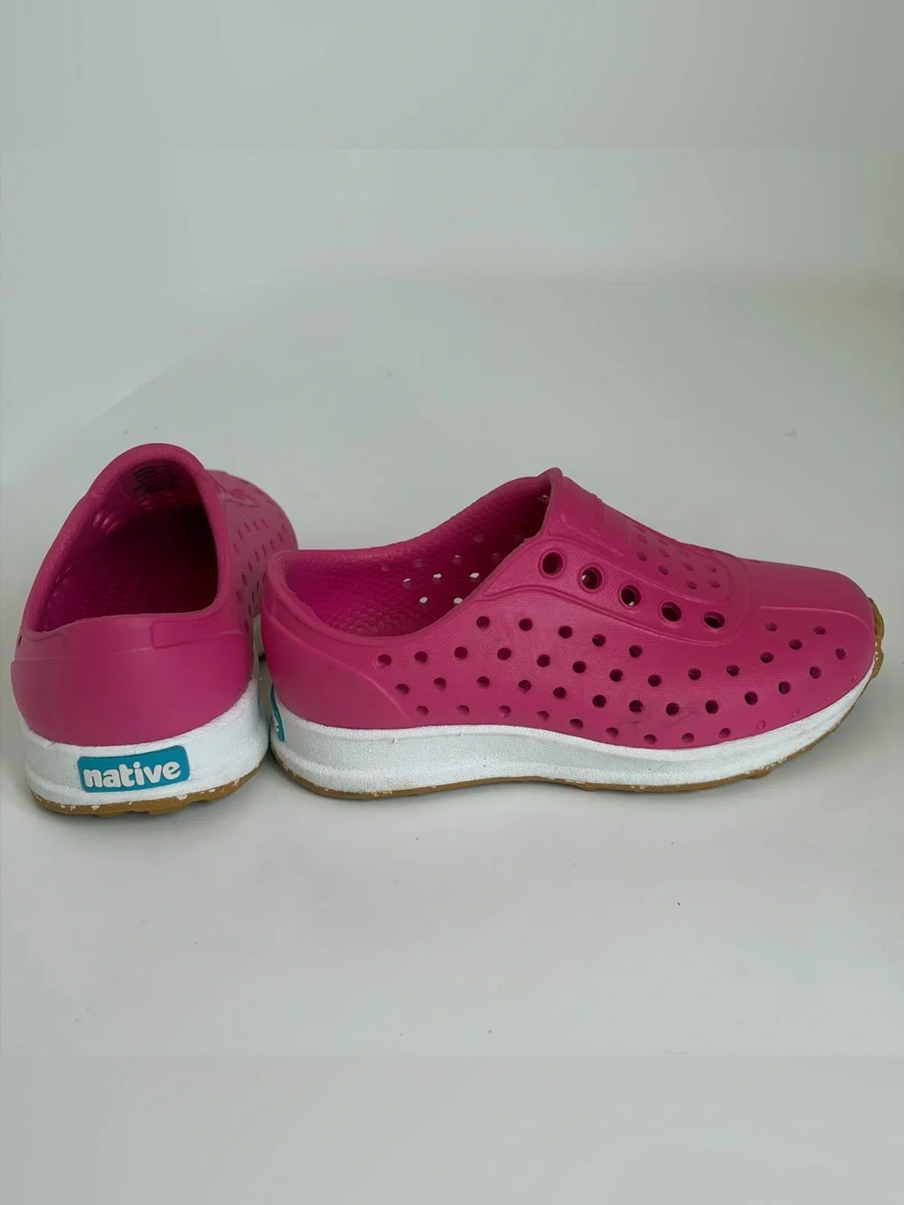 Native Toddler Girls Pink Slip-On Perforated Sandals Size 6